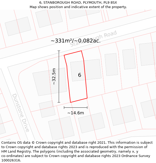 6, STANBOROUGH ROAD, PLYMOUTH, PL9 8SX: Plot and title map