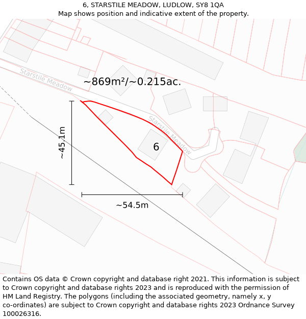 6, STARSTILE MEADOW, LUDLOW, SY8 1QA: Plot and title map