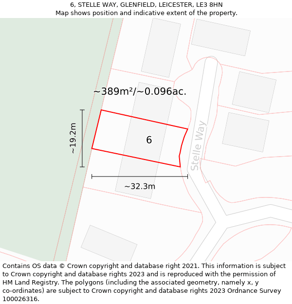 6, STELLE WAY, GLENFIELD, LEICESTER, LE3 8HN: Plot and title map