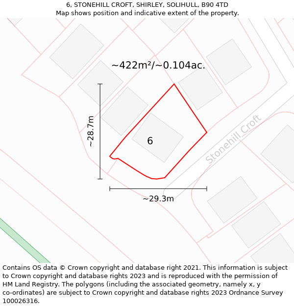 6, STONEHILL CROFT, SHIRLEY, SOLIHULL, B90 4TD: Plot and title map