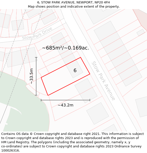 6, STOW PARK AVENUE, NEWPORT, NP20 4FH: Plot and title map
