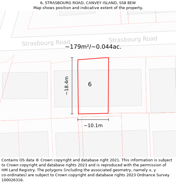 6, STRASBOURG ROAD, CANVEY ISLAND, SS8 8EW: Plot and title map