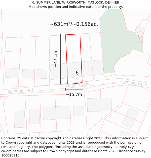 6, SUMMER LANE, WIRKSWORTH, MATLOCK, DE4 4EB: Plot and title map