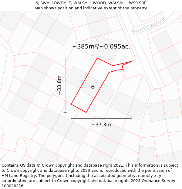 6, SWALLOWDALE, WALSALL WOOD, WALSALL, WS9 9RE: Plot and title map