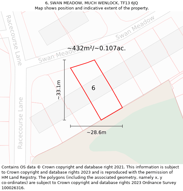 6, SWAN MEADOW, MUCH WENLOCK, TF13 6JQ: Plot and title map