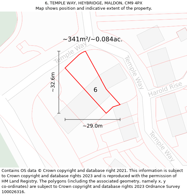 6, TEMPLE WAY, HEYBRIDGE, MALDON, CM9 4PX: Plot and title map