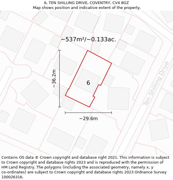 6, TEN SHILLING DRIVE, COVENTRY, CV4 8GZ: Plot and title map