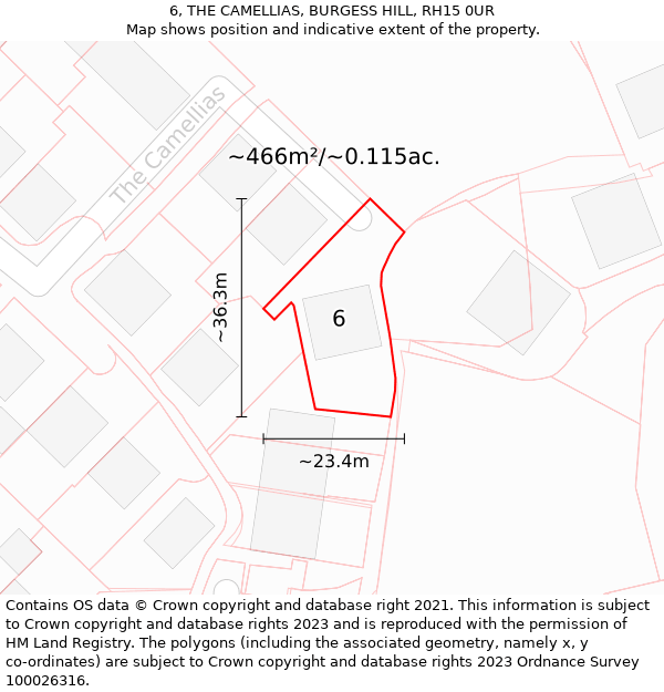 6, THE CAMELLIAS, BURGESS HILL, RH15 0UR: Plot and title map