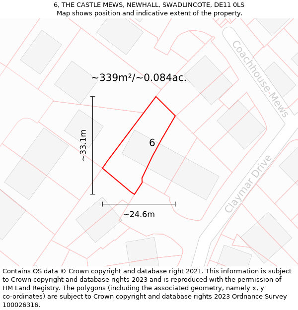 6, THE CASTLE MEWS, NEWHALL, SWADLINCOTE, DE11 0LS: Plot and title map