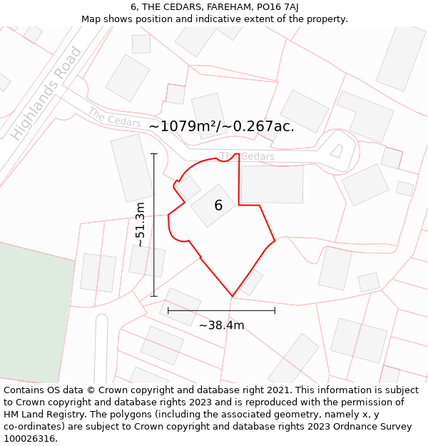 6, THE CEDARS, FAREHAM, PO16 7AJ: Plot and title map