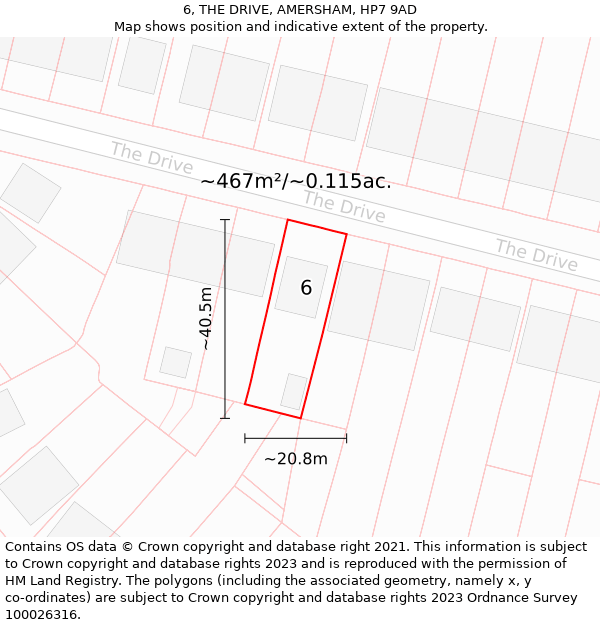 6, THE DRIVE, AMERSHAM, HP7 9AD: Plot and title map