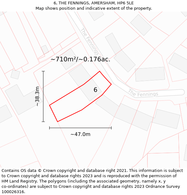 6, THE FENNINGS, AMERSHAM, HP6 5LE: Plot and title map