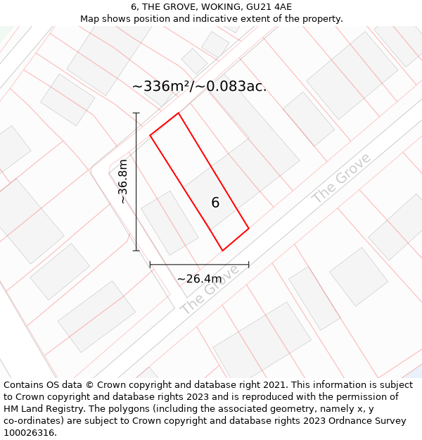 6, THE GROVE, WOKING, GU21 4AE: Plot and title map