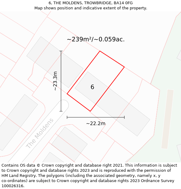 6, THE MOLDENS, TROWBRIDGE, BA14 0FG: Plot and title map