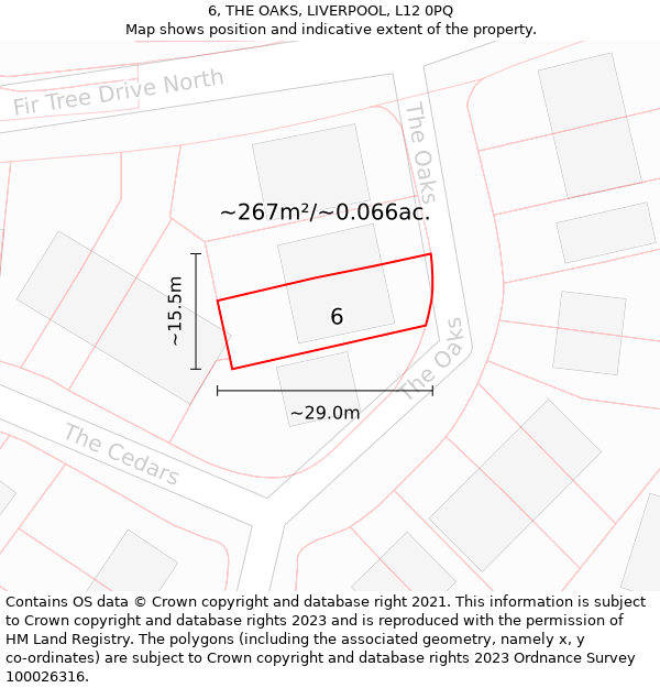 6, THE OAKS, LIVERPOOL, L12 0PQ: Plot and title map