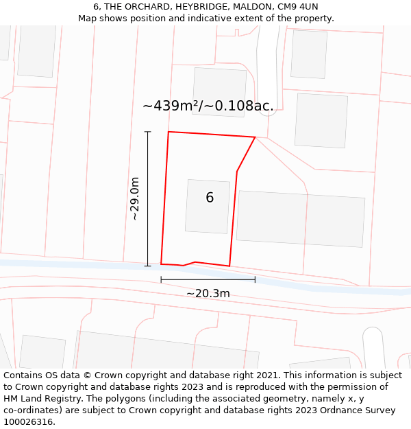 6, THE ORCHARD, HEYBRIDGE, MALDON, CM9 4UN: Plot and title map