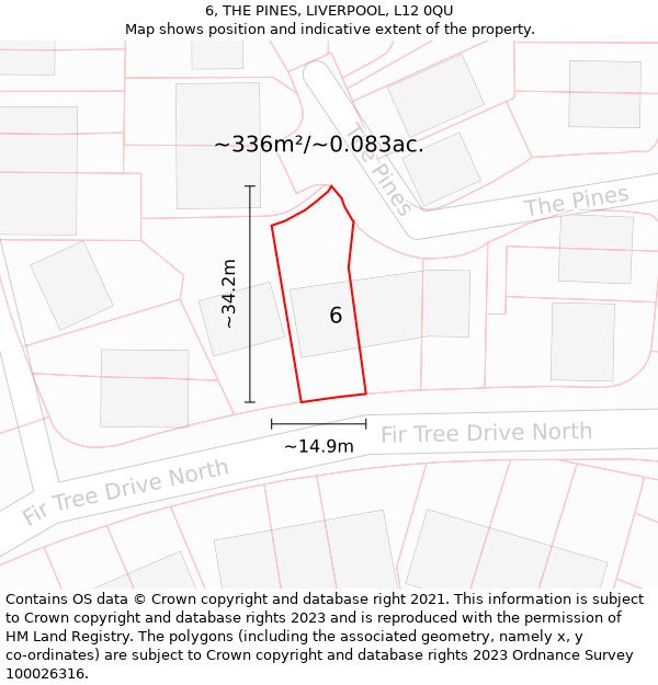 6, THE PINES, LIVERPOOL, L12 0QU: Plot and title map