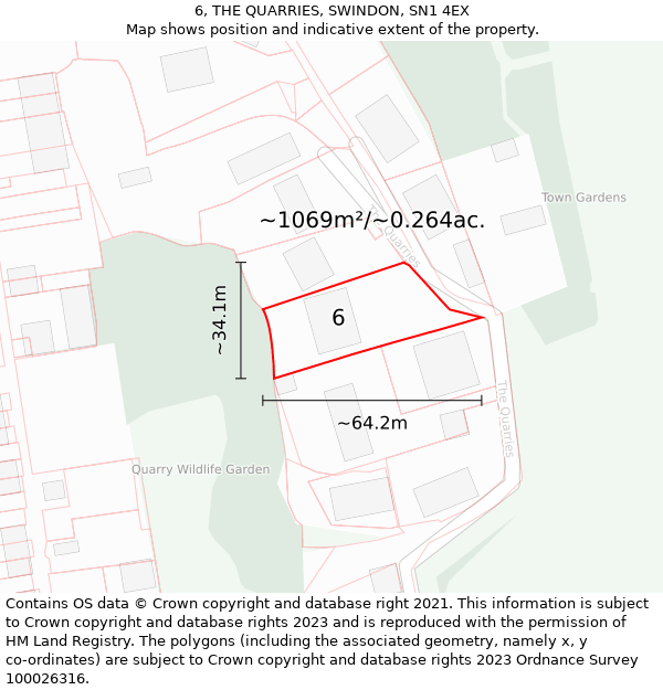 6, THE QUARRIES, SWINDON, SN1 4EX: Plot and title map