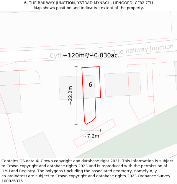 6, THE RAILWAY JUNCTION, YSTRAD MYNACH, HENGOED, CF82 7TU: Plot and title map