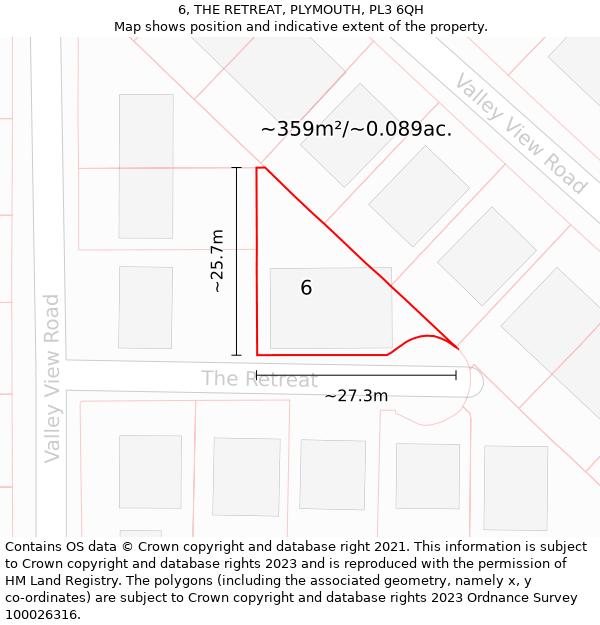 6, THE RETREAT, PLYMOUTH, PL3 6QH: Plot and title map