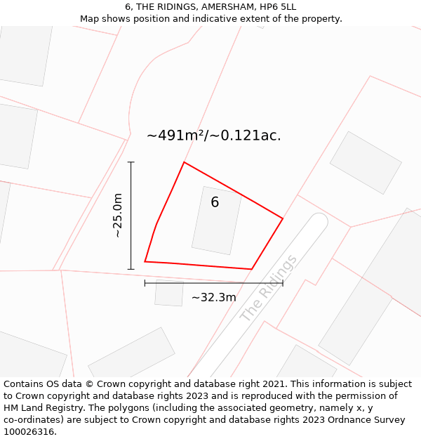 6, THE RIDINGS, AMERSHAM, HP6 5LL: Plot and title map