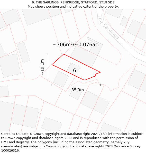 6, THE SAPLINGS, PENKRIDGE, STAFFORD, ST19 5DE: Plot and title map