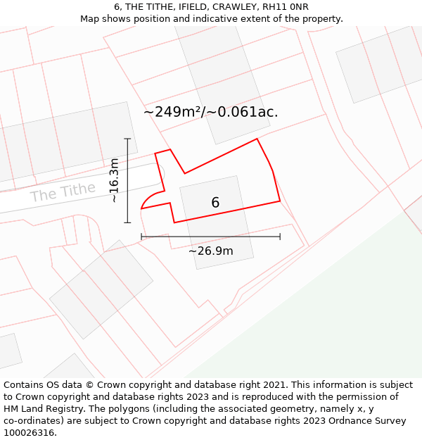 6, THE TITHE, IFIELD, CRAWLEY, RH11 0NR: Plot and title map