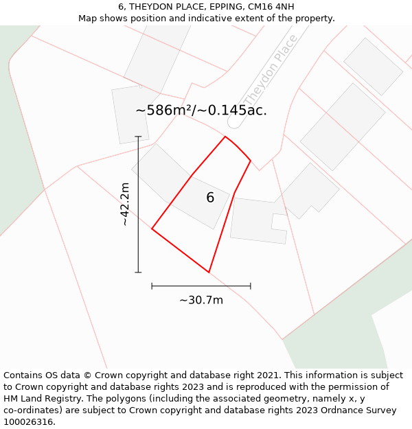 6, THEYDON PLACE, EPPING, CM16 4NH: Plot and title map