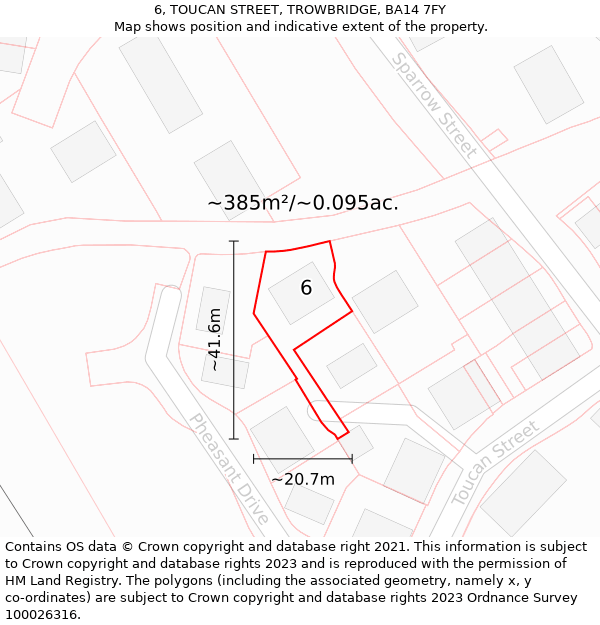 6, TOUCAN STREET, TROWBRIDGE, BA14 7FY: Plot and title map