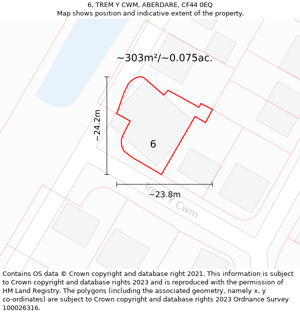 6, TREM Y CWM, ABERDARE, CF44 0EQ: Plot and title map