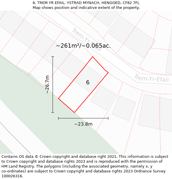 6, TREM YR EFAIL, YSTRAD MYNACH, HENGOED, CF82 7FL: Plot and title map