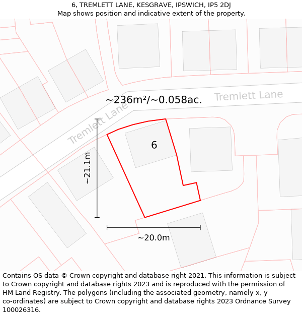 6, TREMLETT LANE, KESGRAVE, IPSWICH, IP5 2DJ: Plot and title map