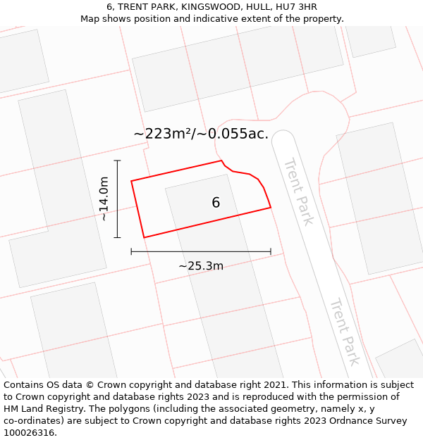 6, TRENT PARK, KINGSWOOD, HULL, HU7 3HR: Plot and title map