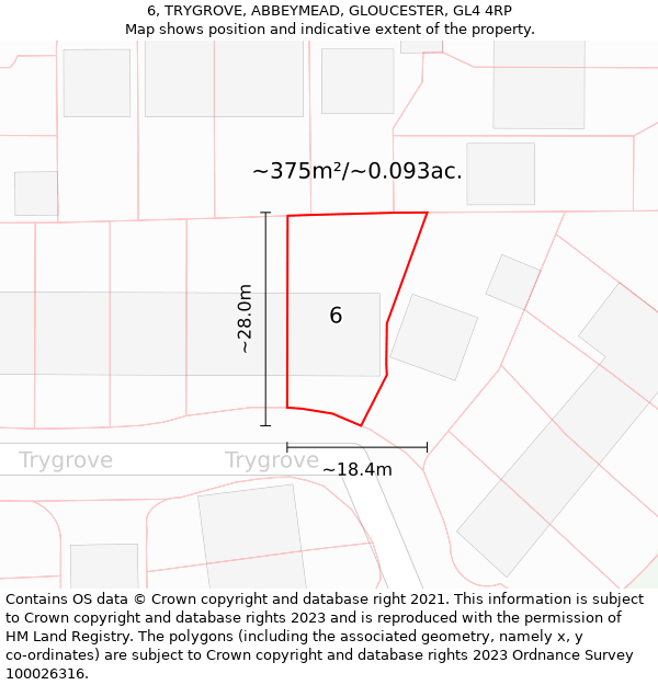 6, TRYGROVE, ABBEYMEAD, GLOUCESTER, GL4 4RP: Plot and title map