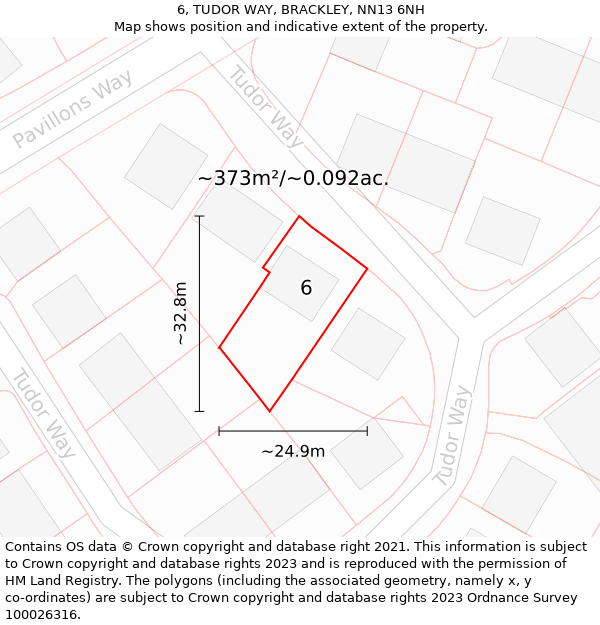 6, TUDOR WAY, BRACKLEY, NN13 6NH: Plot and title map