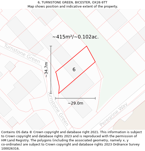 6, TURNSTONE GREEN, BICESTER, OX26 6TT: Plot and title map