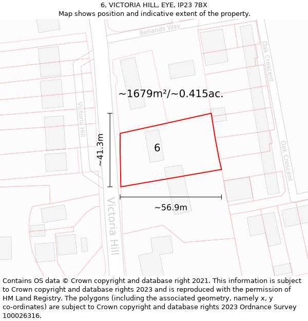 6, VICTORIA HILL, EYE, IP23 7BX: Plot and title map