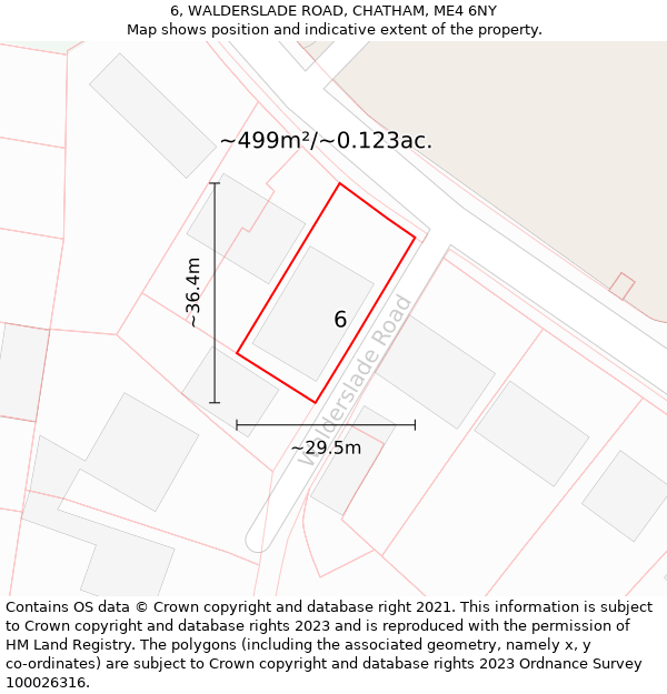 6, WALDERSLADE ROAD, CHATHAM, ME4 6NY: Plot and title map