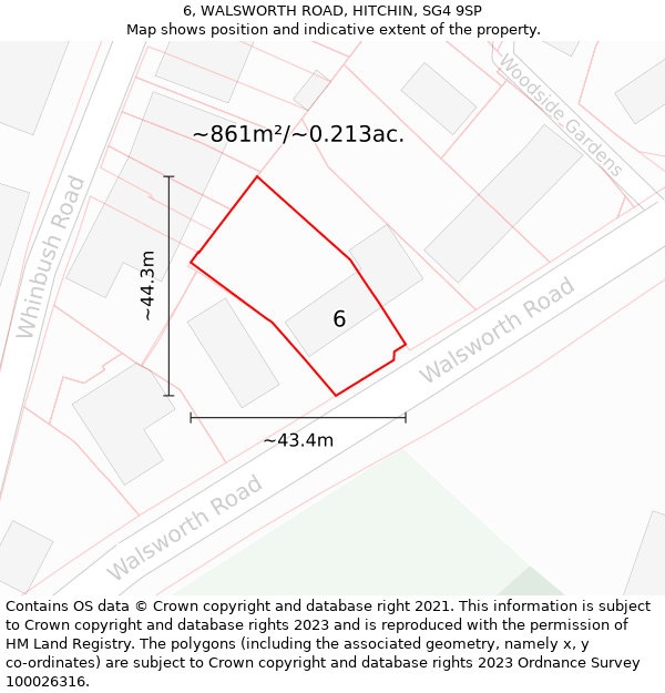 6, WALSWORTH ROAD, HITCHIN, SG4 9SP: Plot and title map