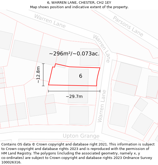 6, WARREN LANE, CHESTER, CH2 1EY: Plot and title map