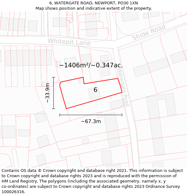 6, WATERGATE ROAD, NEWPORT, PO30 1XN: Plot and title map