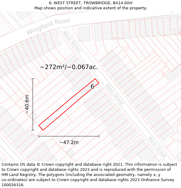 6, WEST STREET, TROWBRIDGE, BA14 0AH: Plot and title map