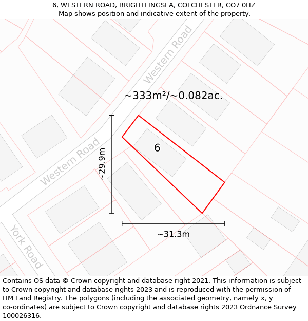 6, WESTERN ROAD, BRIGHTLINGSEA, COLCHESTER, CO7 0HZ: Plot and title map