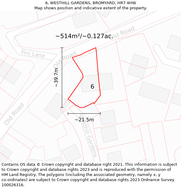 6, WESTHILL GARDENS, BROMYARD, HR7 4HW: Plot and title map