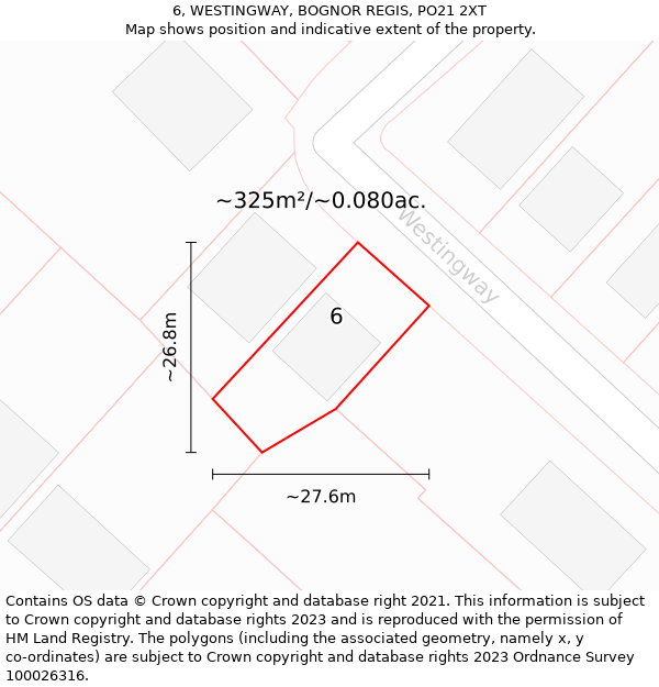 6, WESTINGWAY, BOGNOR REGIS, PO21 2XT: Plot and title map