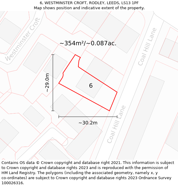 6, WESTMINSTER CROFT, RODLEY, LEEDS, LS13 1PF: Plot and title map
