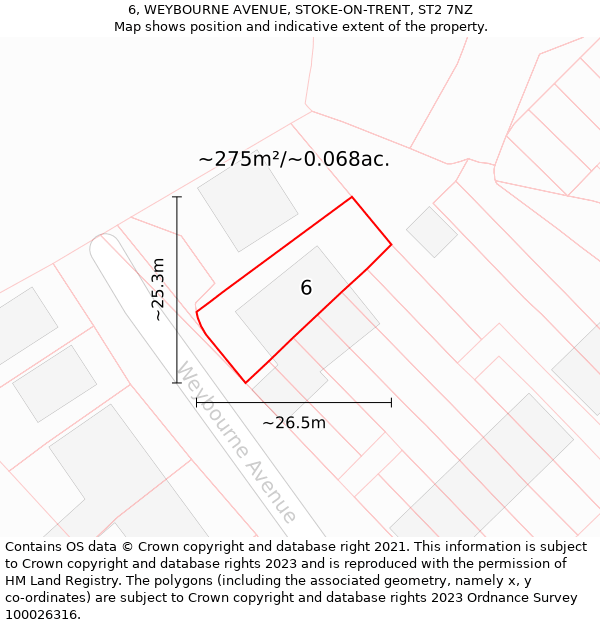 6, WEYBOURNE AVENUE, STOKE-ON-TRENT, ST2 7NZ: Plot and title map