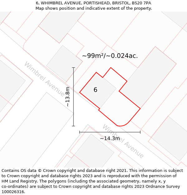 6, WHIMBREL AVENUE, PORTISHEAD, BRISTOL, BS20 7PA: Plot and title map