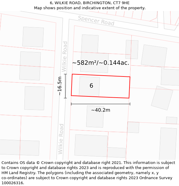 6, WILKIE ROAD, BIRCHINGTON, CT7 9HE: Plot and title map