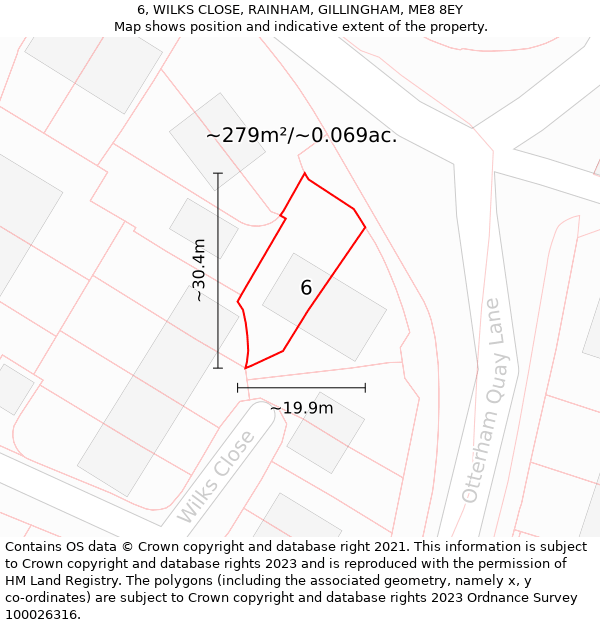 6, WILKS CLOSE, RAINHAM, GILLINGHAM, ME8 8EY: Plot and title map